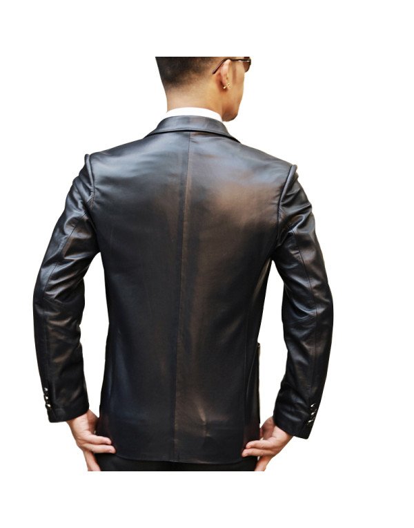 HugMe.fashion Leather Coat in Black Blazer Men Office Purpose JKB06